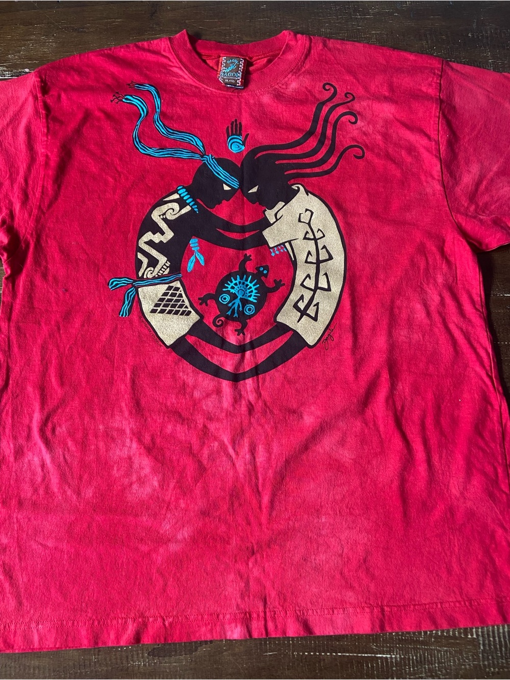 Vintage 1990s Dagoli "Soul Mate" Native Art Graphic Tee size XL